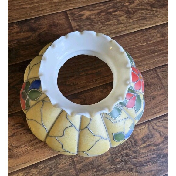 Vintage 23" Hurricane Tiffany Style Table Lamp Hand Painted Floral Gone W/ Wind - Picture 9 of 16